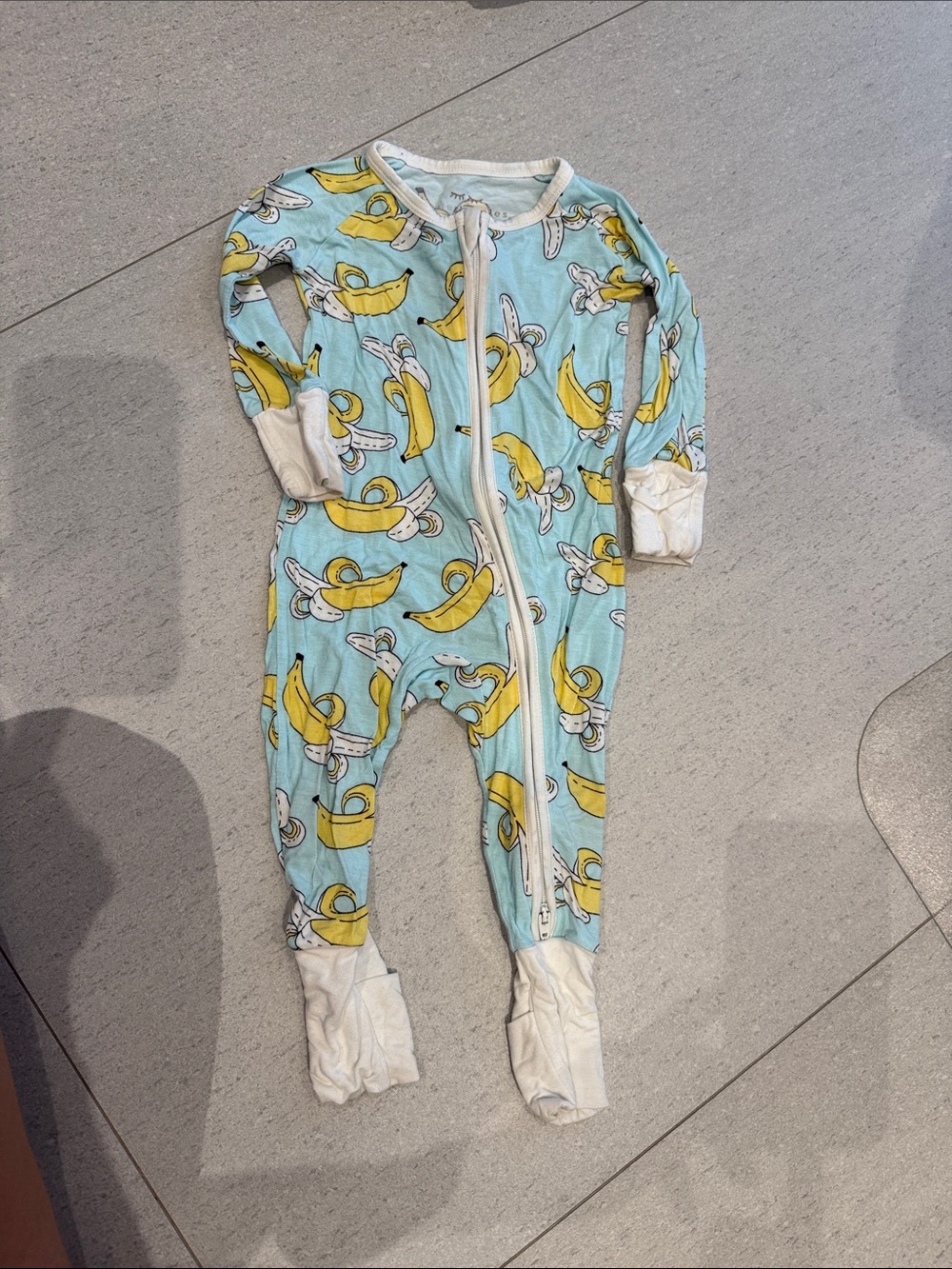 Little Sleepies Blue Banana Print Footed One-Piece